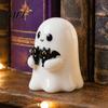 Durable Resin Ghost Figurine Halloween Figurine, Cute White Statue with Bats, Weatherproof for Gardening Ornament Home Mantel Tabletop Decor
