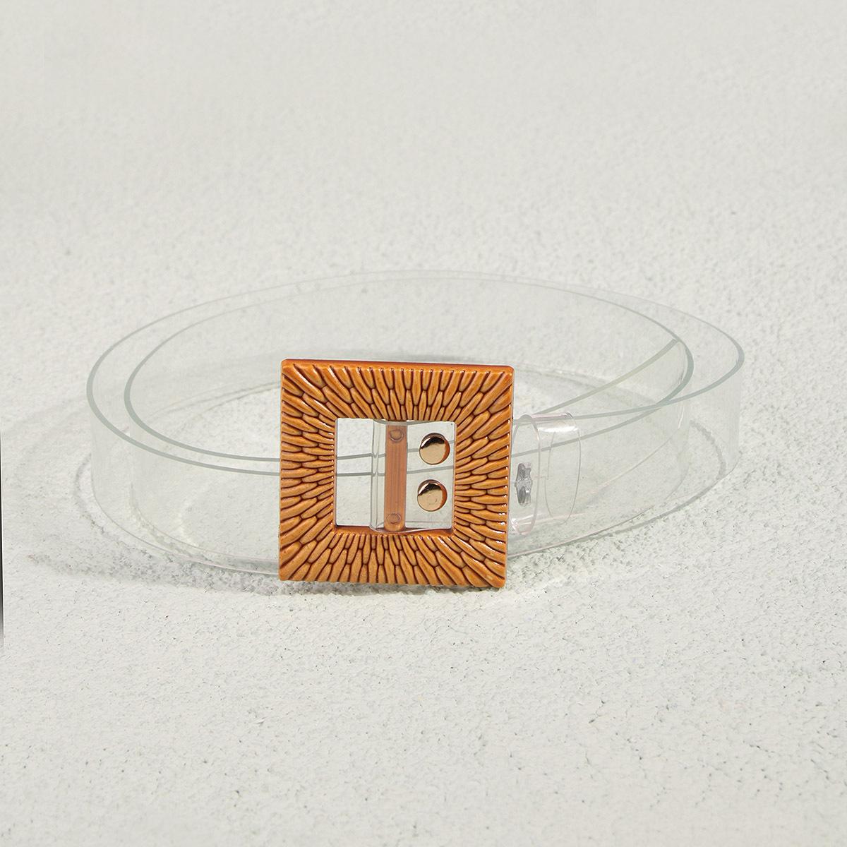 

New Year and Summer Fashion Versatile Imitation Bamboo Buckle Transparent Pvc Belt Resin Buckle for Women 100cm