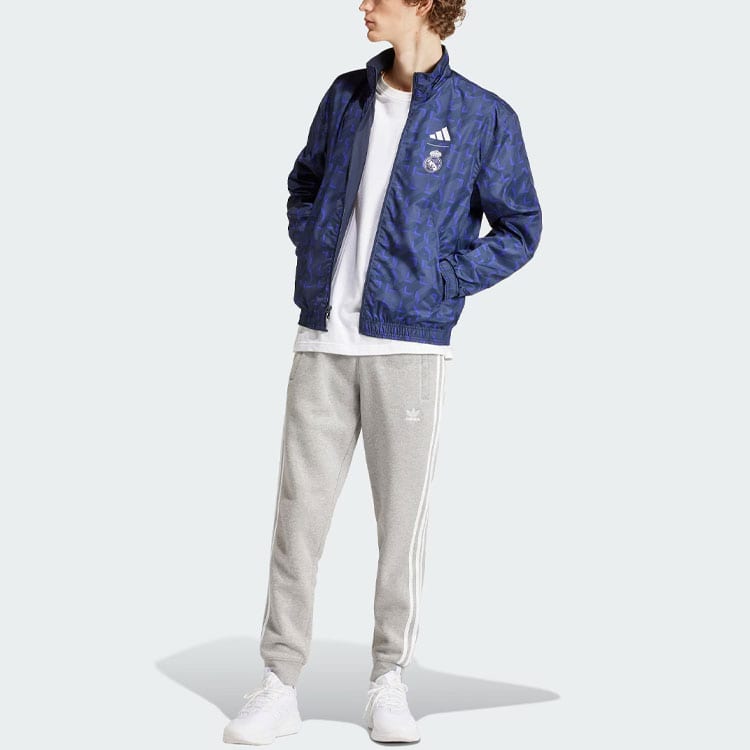 adidas Real Madrid Anthem Jacket Retro Sports Stand Collar Jackets Men's Legend Ink IQ0549