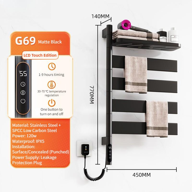 

Настенный поворотный электрический полотенцесушитель для дома и ванной комнаты, интеллектуальная сушилка для полотенец с постоянной температурой Black G69