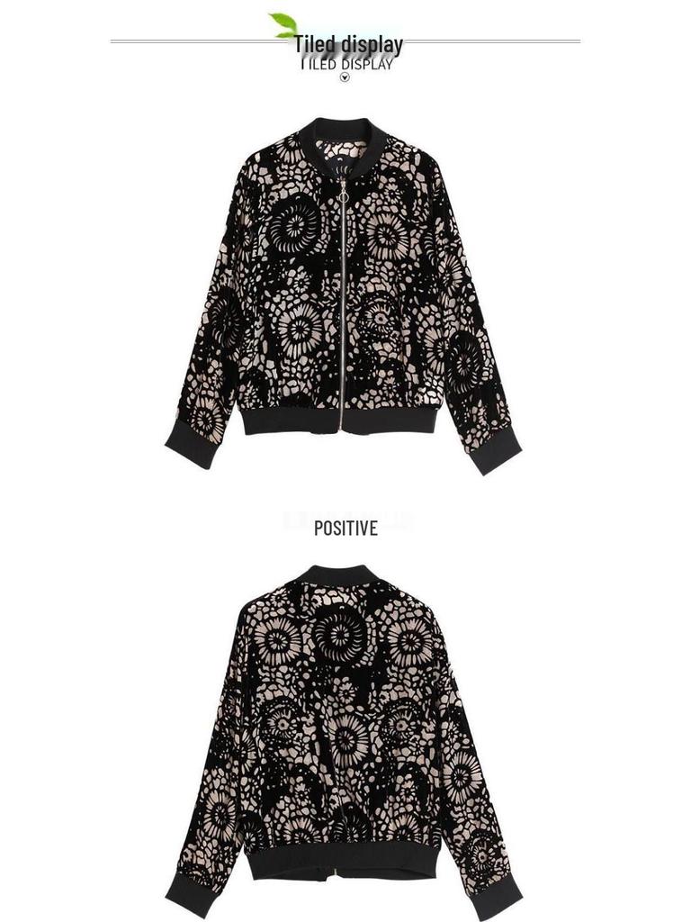 Golden Velvet Women's Slim Fit Baseball Jacket – Korean Style Autumn/Winter Fashion.