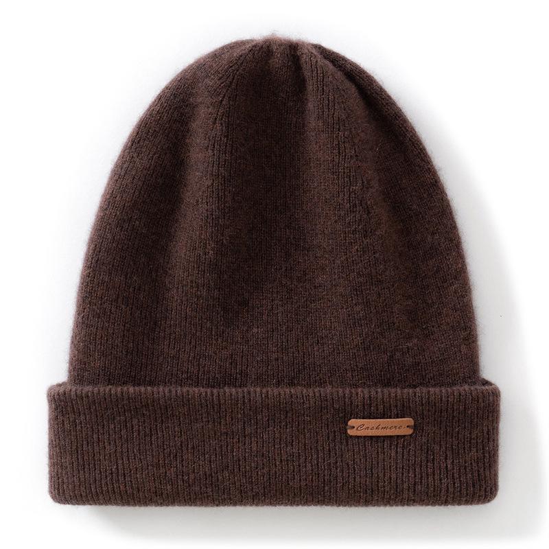 Women s 100% Pure Cashmere Double-Layer Ribbed Knit Hat with Ear Protection One Size коричневый