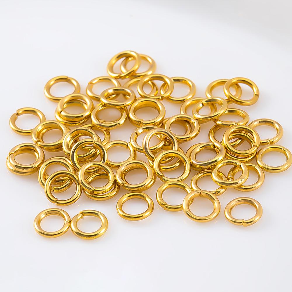 100-200pcs/lot 3/4/5/6/7/8/10mm Stainless Steel Gold Plated Jump Ring Connector for Diy Jewelry Making Accessories Wholesale