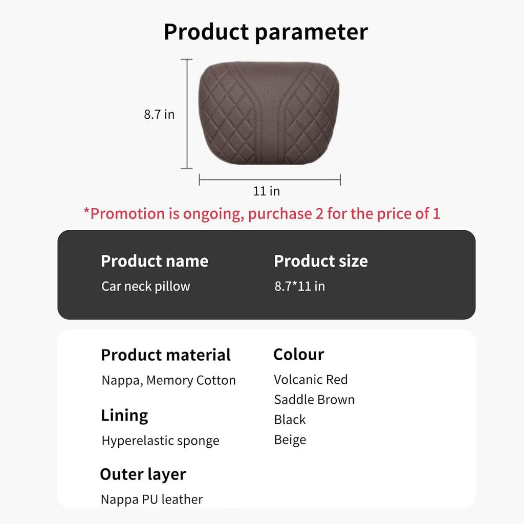 Car Headrest Neck Pillow Fits for BMW X3 X5 Accessories X1 X2 X4 X6 X7 1 2 3 4 5 6 7 Series Car Soft PU Seat Pillow Head Neck Rest Cushion (Mocha