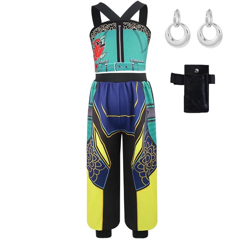 Halloween Girls Embroidered Jacket Shorts Outfits +Tassel Necklace Roleplay Theme Party Cool and Stylish Singing Costume