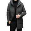 Mens Mid-Length Down Jacket Winter Warm Hooded Parka Business Casual 90% Duck 650 Fill Power