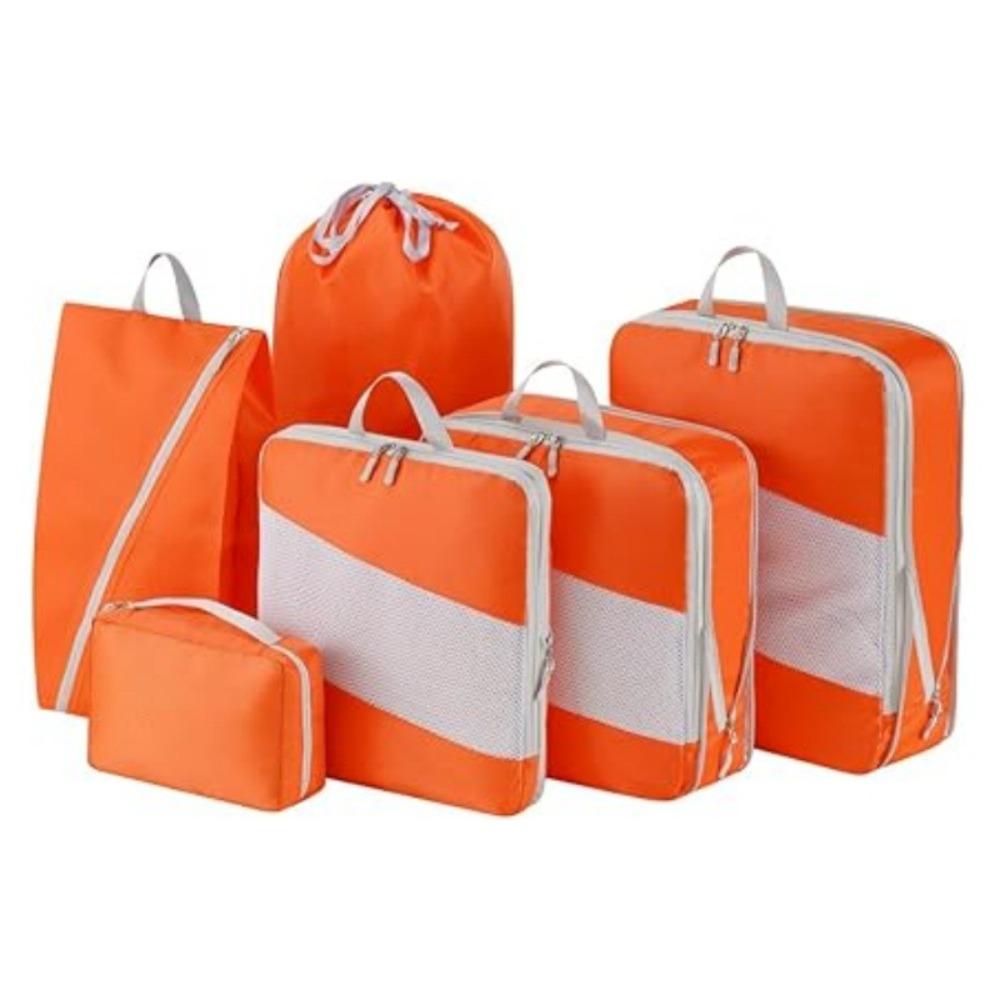6-Piece Set Compression Feature Travel Organizer Cubes Space-Saving Organizer  Suitcase Packing