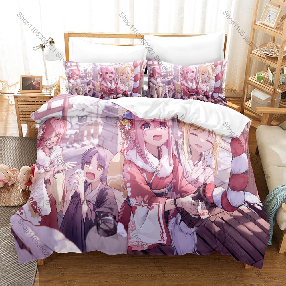 Icon Bocchi Chan Gotou Hitori Graphic Bedroom Decor Bedding Duvet Cover + 2 Pillowcases Anime Rock Fan Room Decor