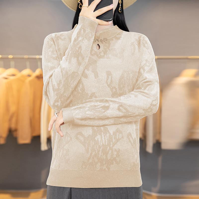 

Женский летний легкий свитер - 50% смесь шелка и шерсти тутового шелкопряда, дышащий мягкий трикотаж, регулирующий температуру XL бежевый