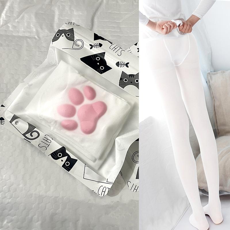 Neuankunft Katzenpfoten-Pad Harajuku Strumpfhose Rosa Niedlich Lolita JK Mädchen Cosplay 3D Kätzchenpfoten-Strumpfhose Für Damen One Size white