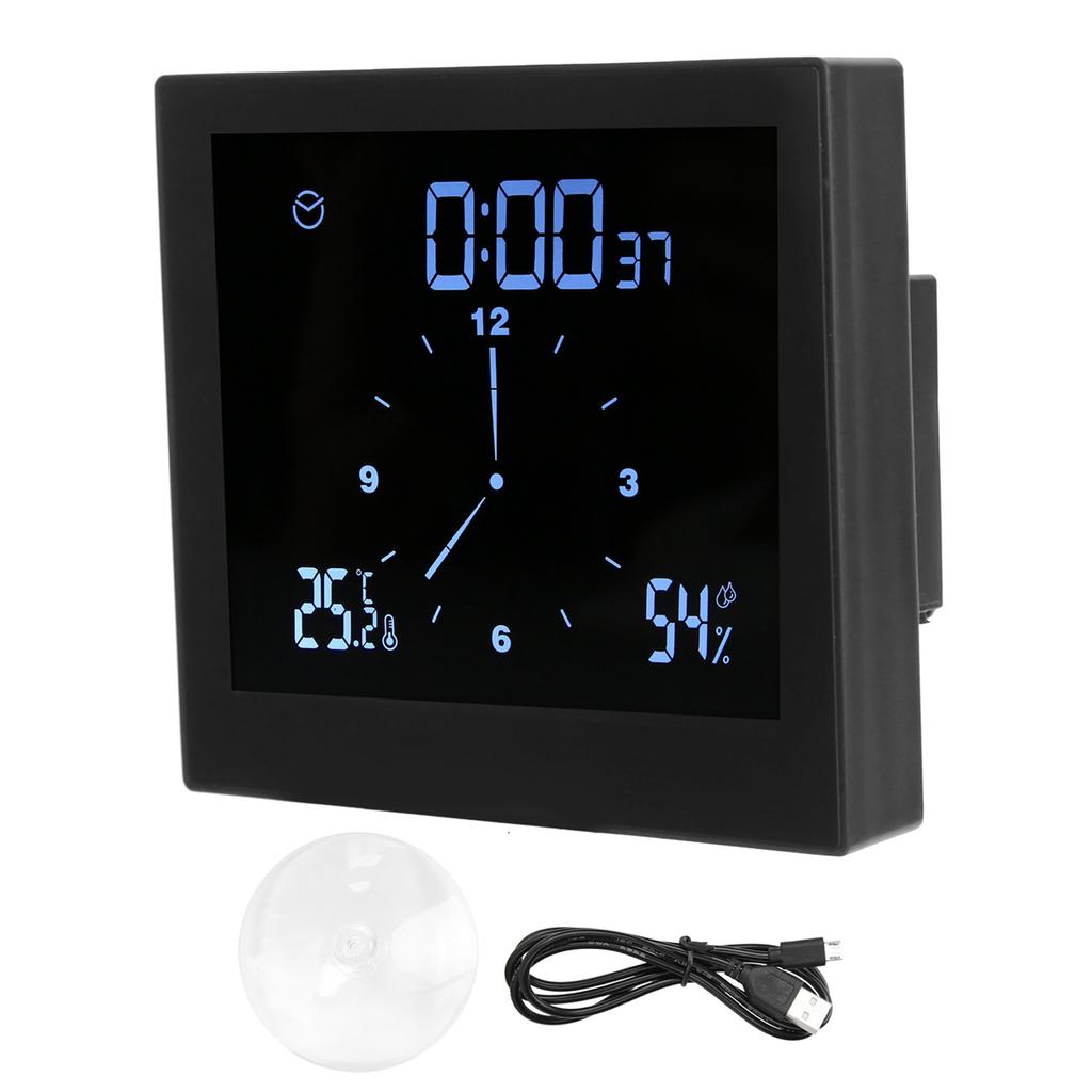 TS-WP10 Shower Clock Innovative Timer Waterproof Thermometer Hygrometer Bathroom Supply(Black )