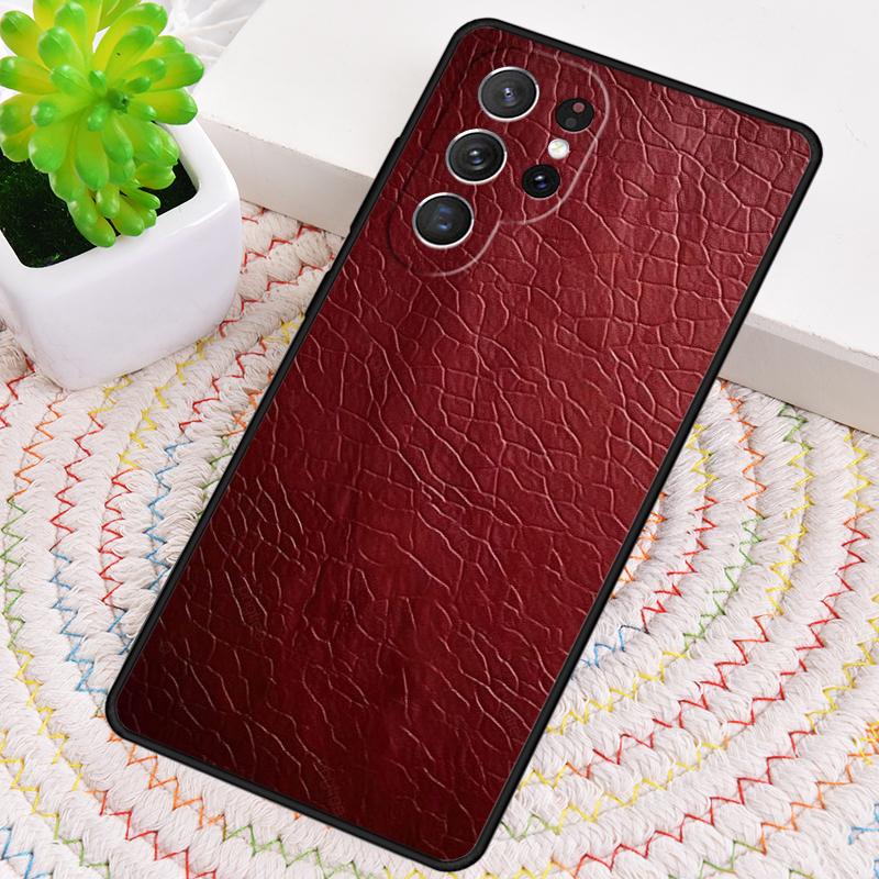 Red Leather Pattern design Phone Case For Samsung Galaxy note 10 pro S26 S25 S24 S23 S22 Ultra Plus S21 FE S20 Shockproof Cover