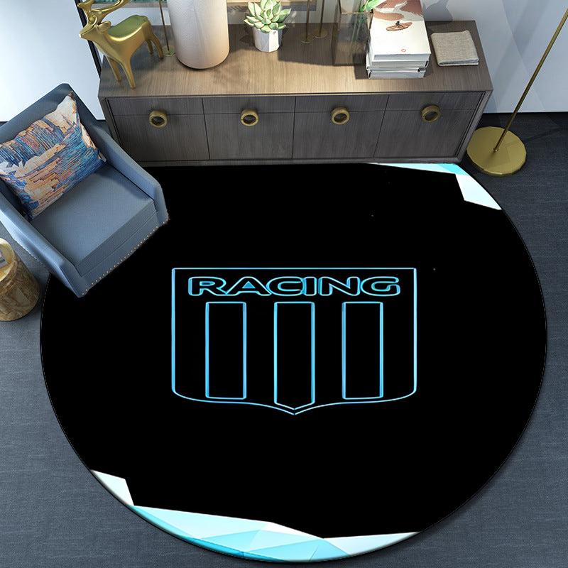 Racing Team Emblem Round Rug for Livingroom,Bedroom, Palyroom, Chair Rug, Area rug, Circle Carpet, Large Size Fan Christmas gift