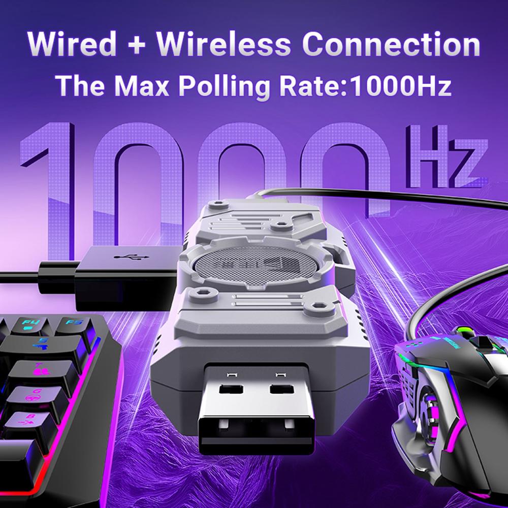 GAMWING M9 5-in-1 Wired + Bluetooth-compatible Dual Mode Mobile Game Converter with Keyboard and Mouse Set