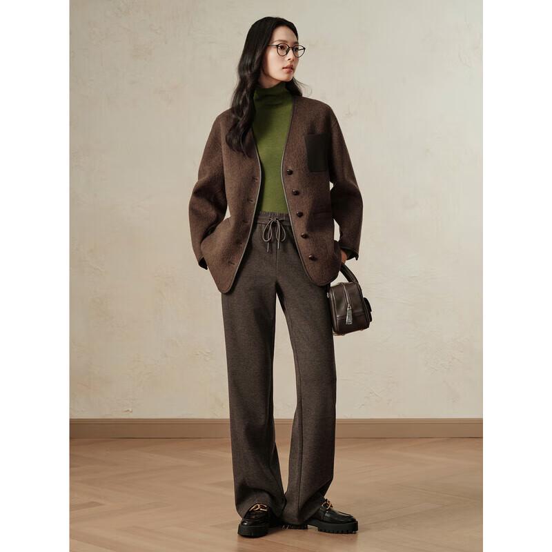 JZ Annaou Women s Elegant Wool Blend Loose Coat L