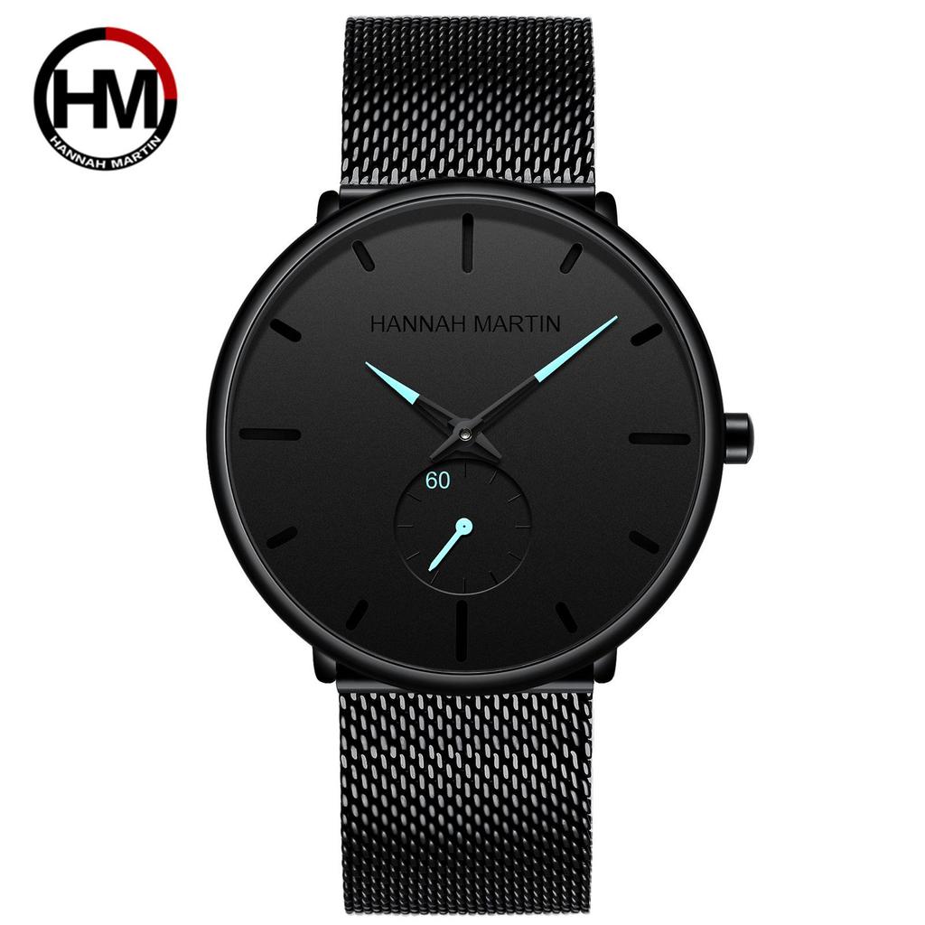 Men's Black Luminous Quartz Sports Watch - Trendy Waterproof Wristwatch