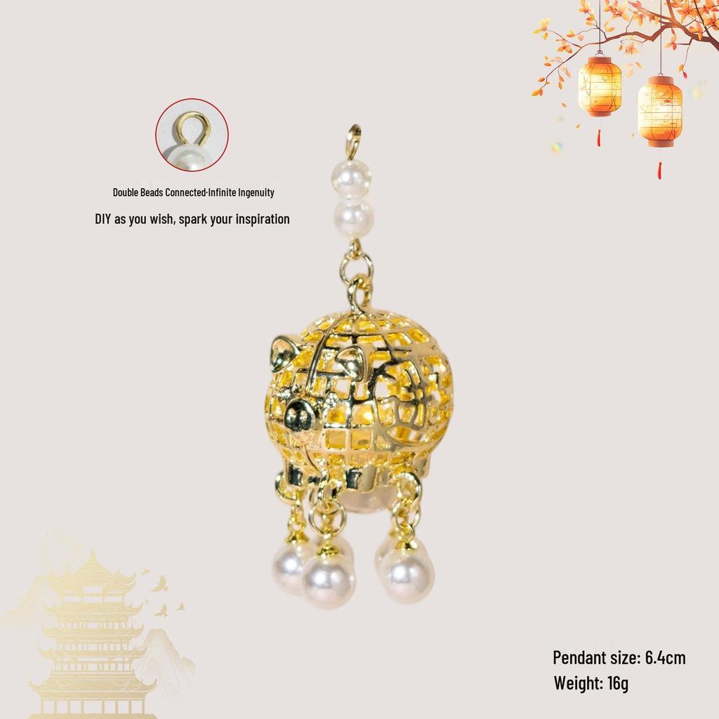 Luminous DIY Palace Lantern Fan Pendant Magnet Keychain Ornament - Ancient Style Accessory