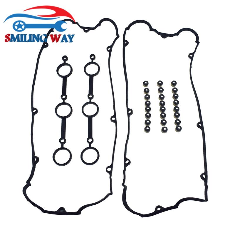 Left + Right Engine Valve Cover Gasket & Spark plug & Valve Stem Seals For Kia Sedona Sorento Amanti & Hyundai Santa Fe XG350