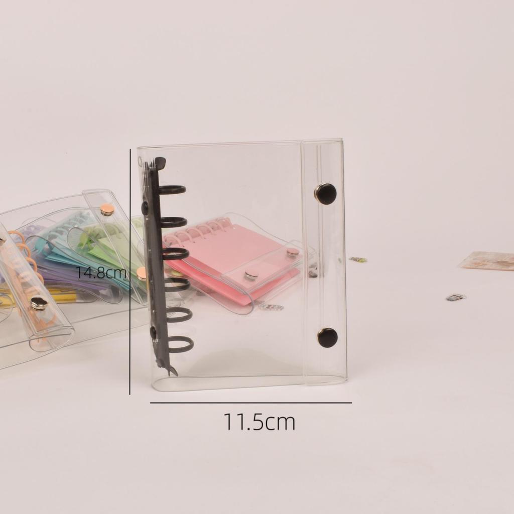 A7 Transparent Double-Ring PVC Ledger with Colored Shell Casing