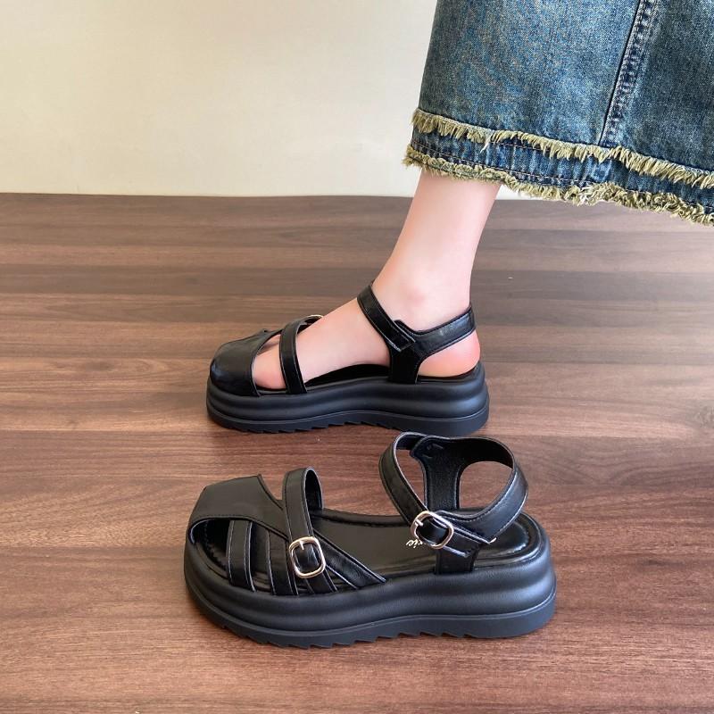 

Fashion High-quality Roman Sandals for Women 2025 Summer New Fashion Comfortable Thick Sole Women s Shoes Casual Flat Beach Sandals 41 чёрный