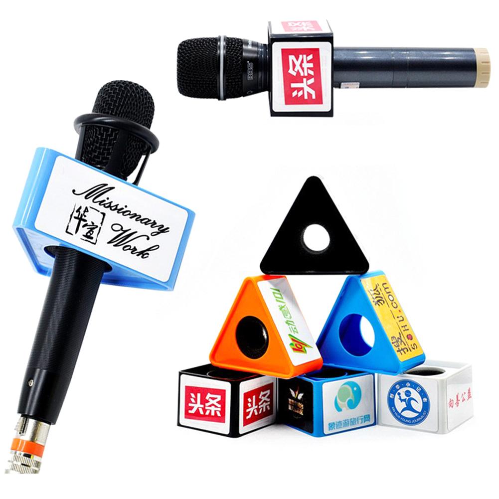 ABS KTV Mic Microphone Logo Flag Station Square Shaped Interview 38mm