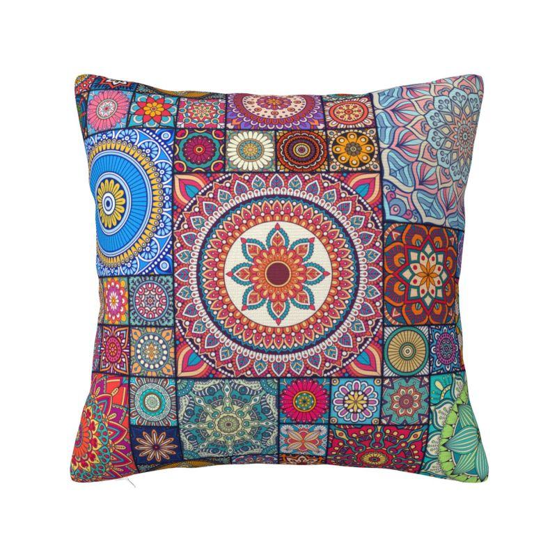 Custom Bohemia Ethnic Mandala Flower Cushion Cover 45x45 Cm Polyester Throw Pillow Case For Sofa Decoration Bedding Pillowcase