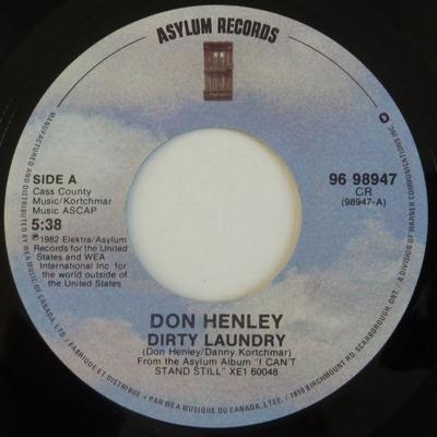 7inch Record DON HENLEY - Dirty Laundry 9698947 Asylum Records 1982 Canada Rock Used