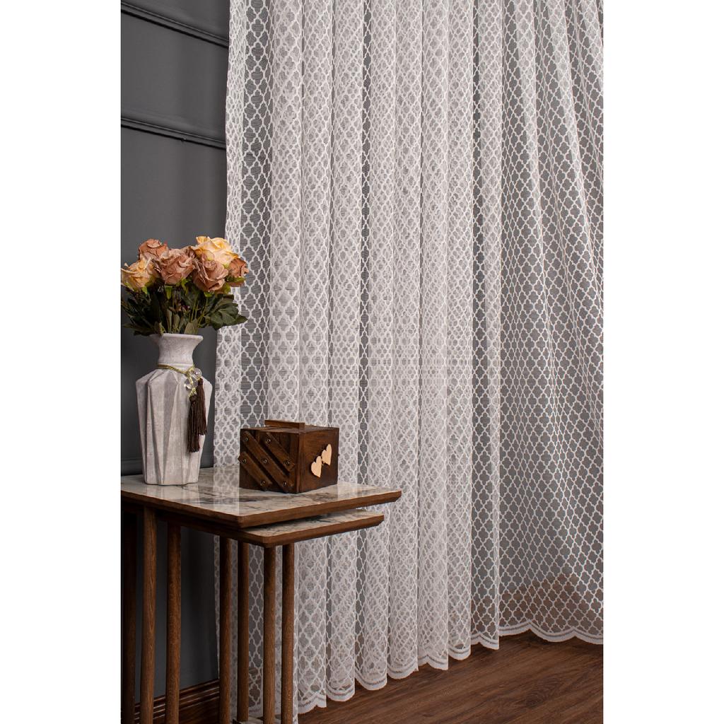 Geometric Pattern Knitting Tulle Curtain 1/3 Frequent Pile 1133