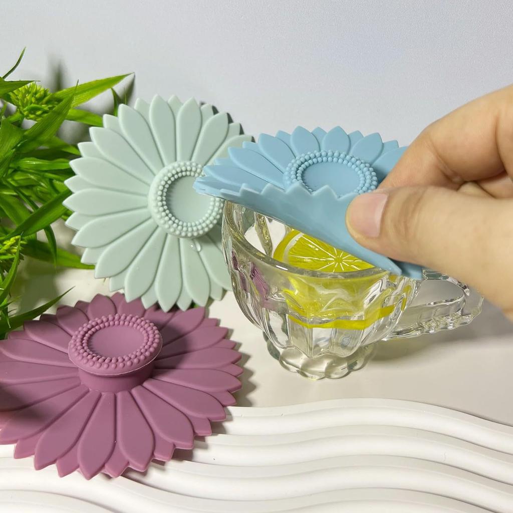 3pcs Silicone Cup Covers Anti Dust Colorful Universal Airtight Seal Reusable Flexible Mug Covers for Office Home