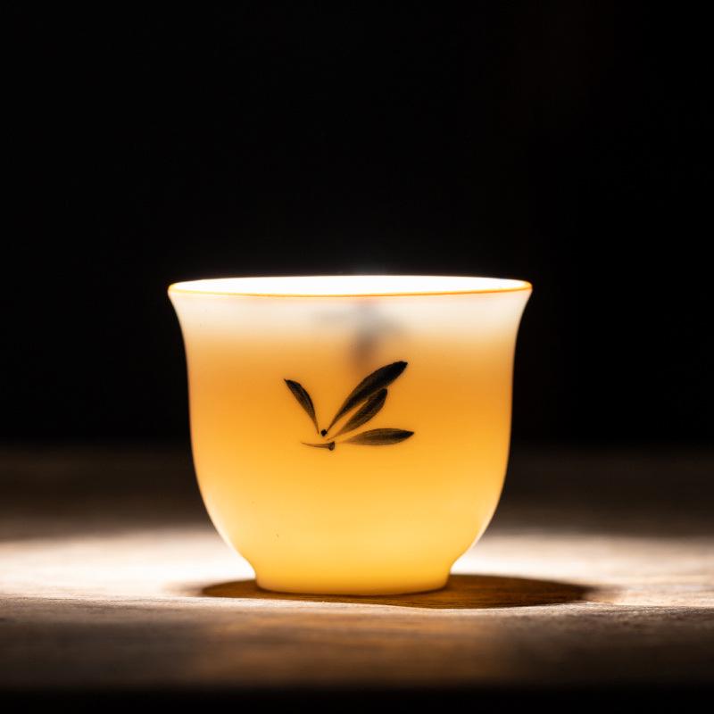 Hand-Painted White Porcelain Tea Cup, Personal Kung Fu Tea Set Bowl