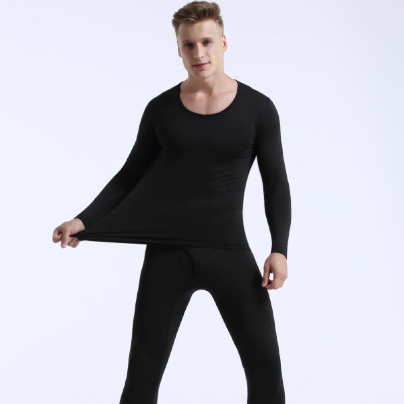 Men's Autumn Fleece-lined Base Layer Set: Warm Underwear and Pants