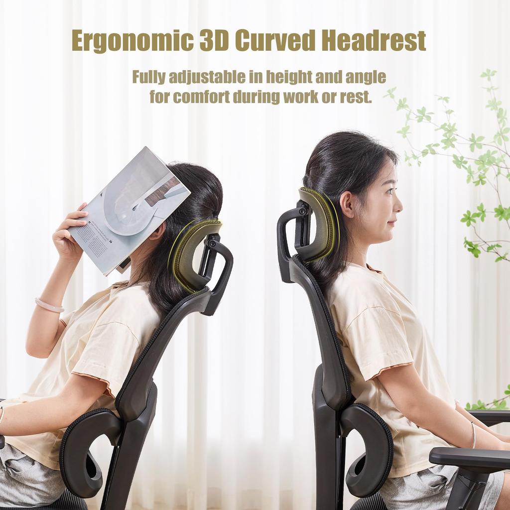 KITHOME Office Desk No No Back Approximately 140 Degree Ergonomic Mesh 4D Lumbar 3D 2D Computer PC 53cm Wide Black Chair, Chair, Telework, Fatigue,