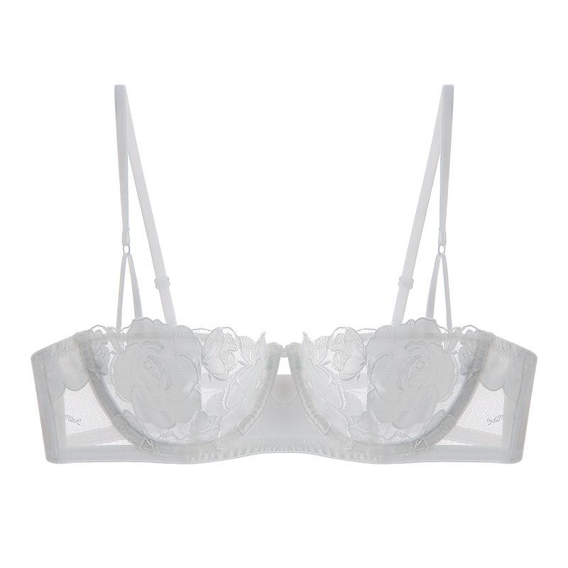 High quality French underwear sexy rose embroidered lace underwear big chest small anti-sagging large size bra cover
