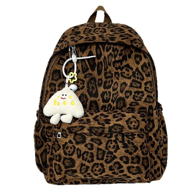 Schoolbag New Fashion Cute Ladies Leopard Print Backpack Large Capacity Student Commuter Backpack Casual Versatile Backpack Batch