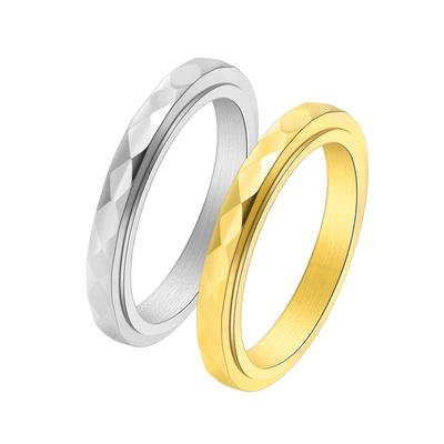 Trendy Rotating Geometric Ring 18K Gold Stainless Steel Slim Stackable Band Unique Minimalist Jewelry for Women Anniversary Gift