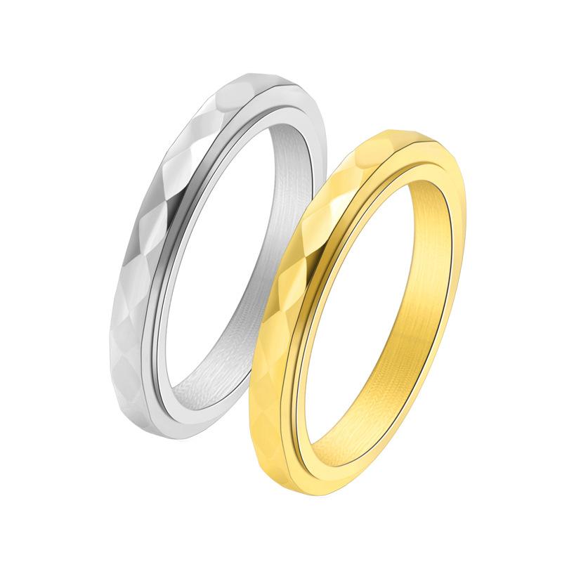 Trendy Rotating Geometric Ring 18K Gold  Slim Stackable Band Unique Minimalist Jewelry for Women Anniversary Gift 2025