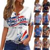 Women's T Shirt Tee Print Button Short Sleeve Daily Weekend Fashion Basic V- Neck Regular Top