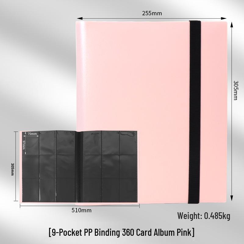 4-Pocket Solid Color PP Card Storage Album with Elastic Band, Large Capacity for Game Cards or Photos - Holds 160 Cards