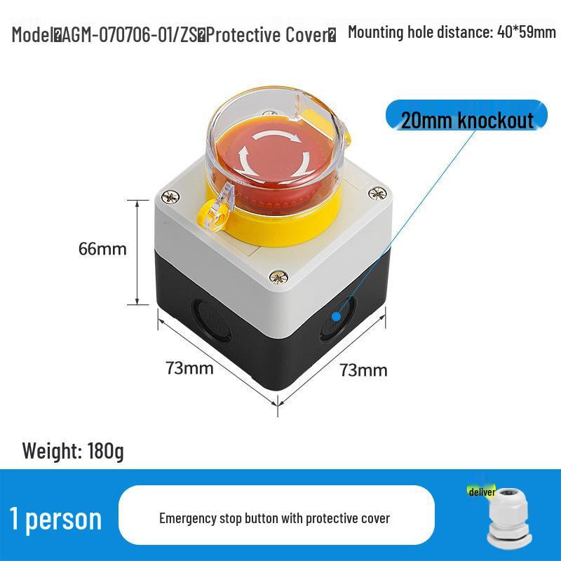 KEOLEA Waterproof Emergency Stop & Start Button, Industrial Self-Reset Push Control Box