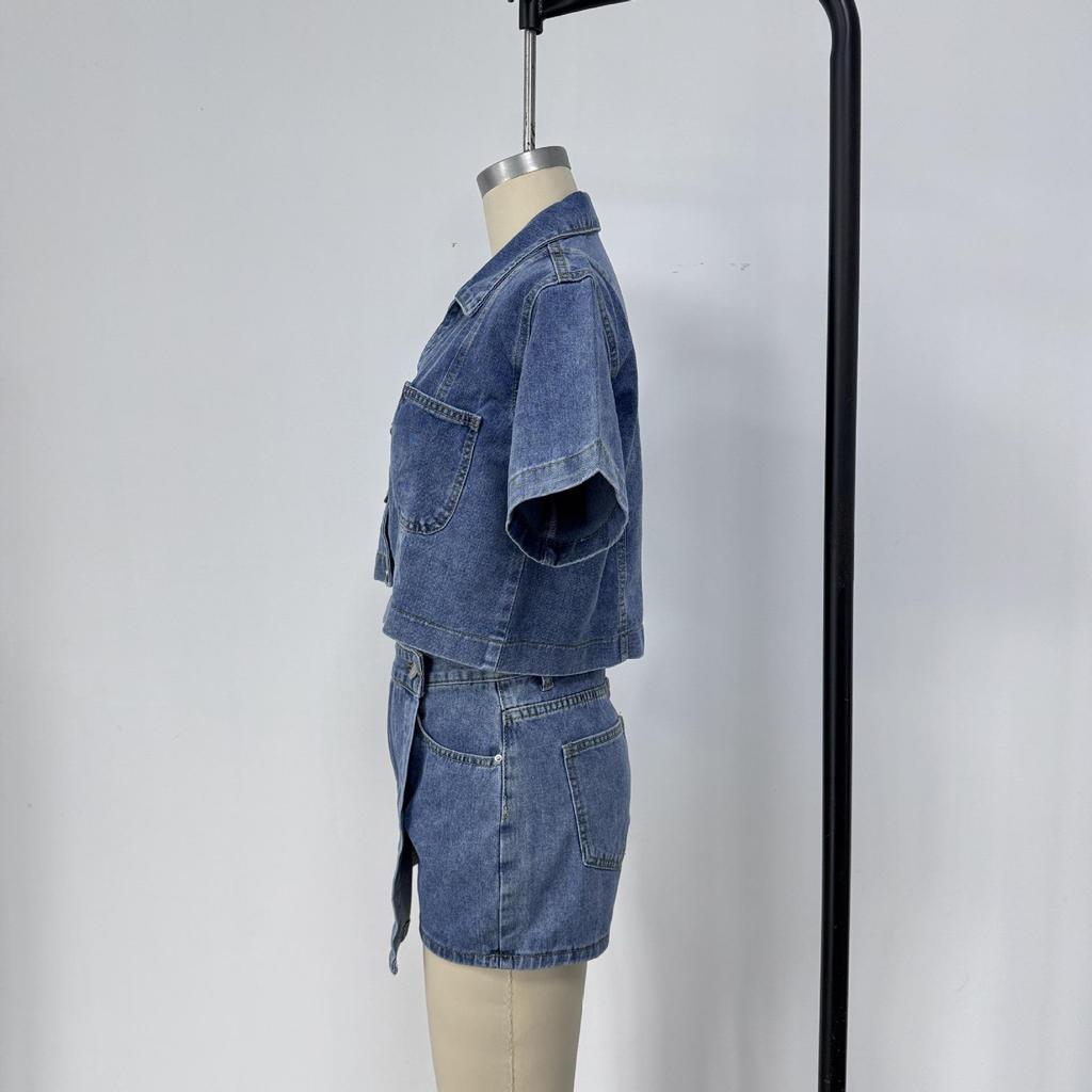 Stilvolles europäisches & amerikanisches Jeanshemd und Hosen-Set - Locker, Bequemes Sommer-Zweiteiler