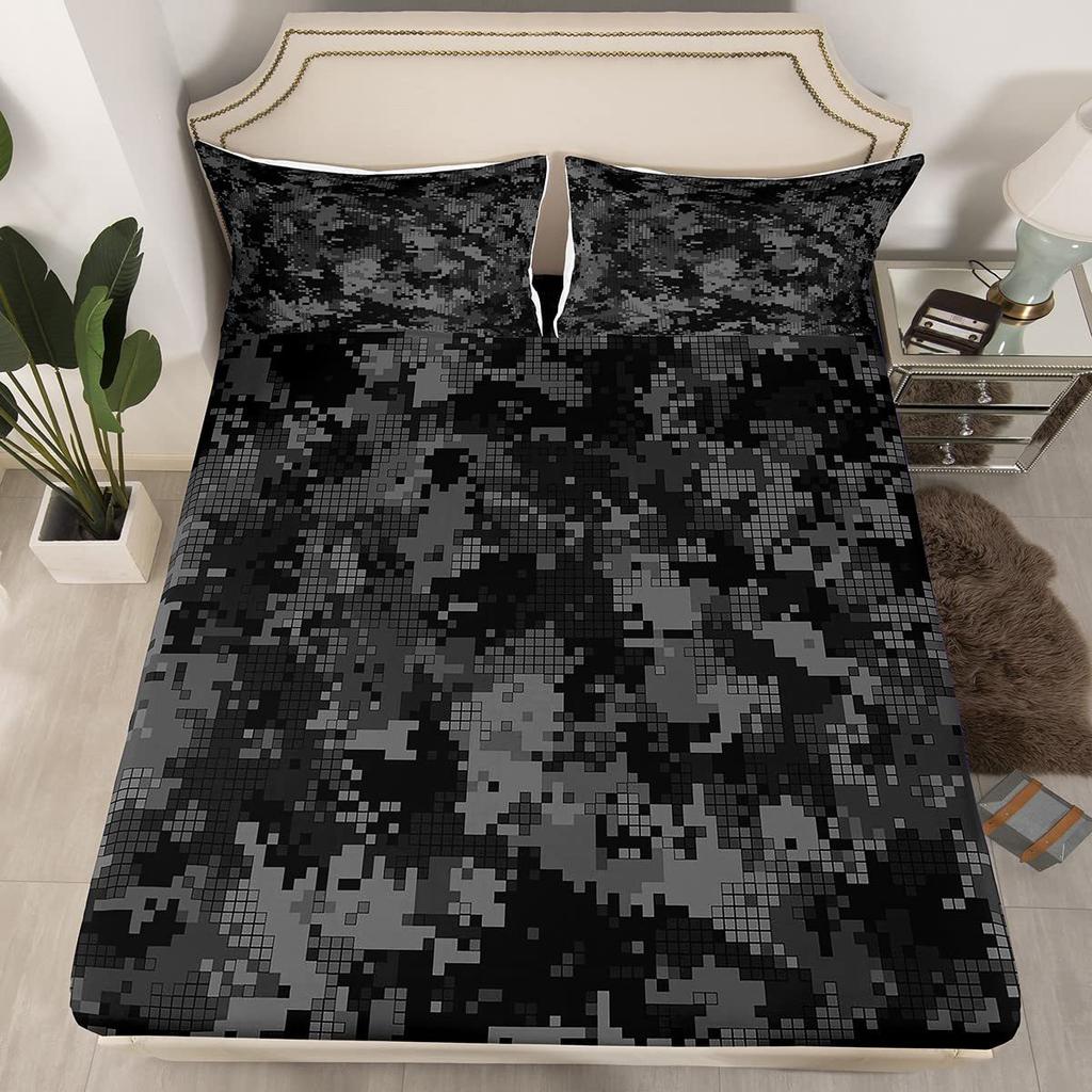 Camouflage Simple Pattern Mattress Three-Piece Digital Printing Mattress Bedding Set Adult Children