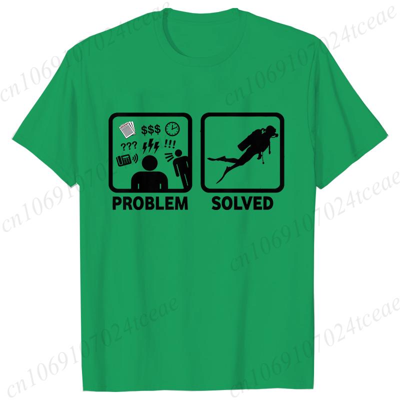 Funny Problem Solved Diving Graphic T-shirt Women Summer Clothes T Shirt Short Sleeve Solved Diving Graphic Shirt Clothing