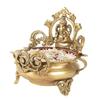 Original Brass Ethnic Carved Ganesha Design Idol Urli Decor Bowl Showpiece, Gold