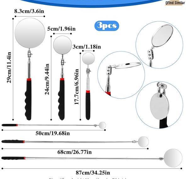 Universal Telescopic Undercarriage Inspection Mirror with Light for Car Repair