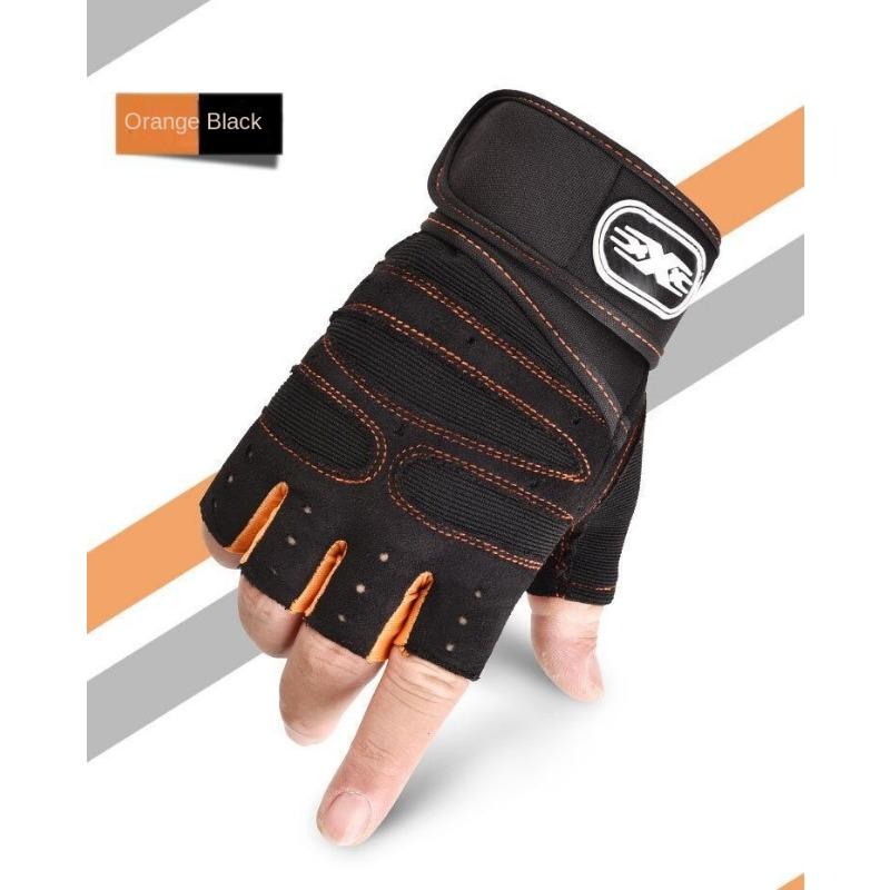 Weightlifting Gym Men Gloves Fitness Anti-Slip Dumbbell Anti-Shock Half Finger Body Building Training Athletic Bicycle Women Glove M