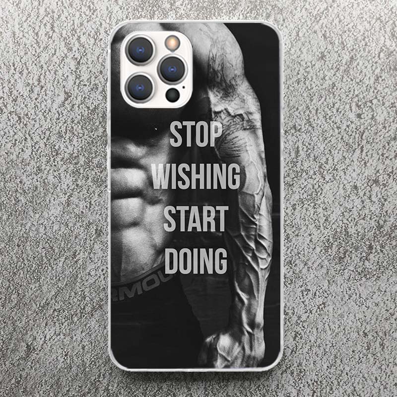 Bodybuilding Gym Fitness Muscle Print Soft Case for iPhone 17 Air 16 16E 15 14 Plus 13 Mini 12 11 Pro Max Phone Shell SE 7 8 Pat