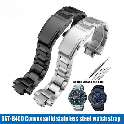 GST-B400 Convexe massief roestvrijstalen horlogeband Voor Casio horlogeband G-SHOCK GST-B400 heren Metalen aangepaste Armband accessoires