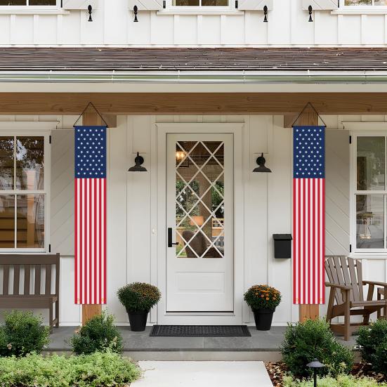 4th of July Patriotic Door Banners Outdoor Patriotic American Flag Hanging Porch