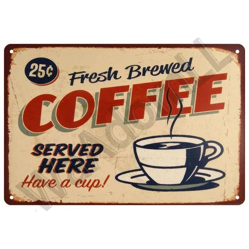 Coffee Tin Sign Metal Decorations Vintage Cafe Wall Plaque Retro Club Pub Bar Poster Decor Art Painting 26T0104 26T0104