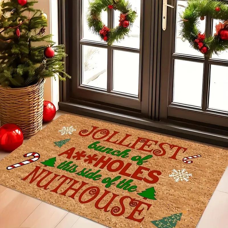 1Pcs Anti Fatigue Kitchen Rugs, Christmas Horse Print Waterproof Non-Slip Thick Cushioned Kitchen Mat Heavy Duty Comfort Standing Mat for Kitchen